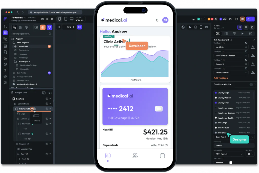 FlutterFlow and Android Studio screenshot