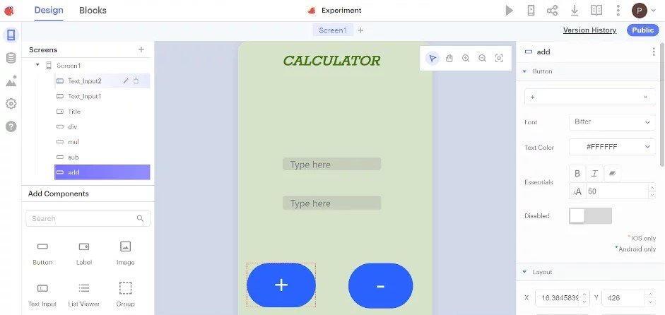 Calculator App by Isaac - MIT App Inventor